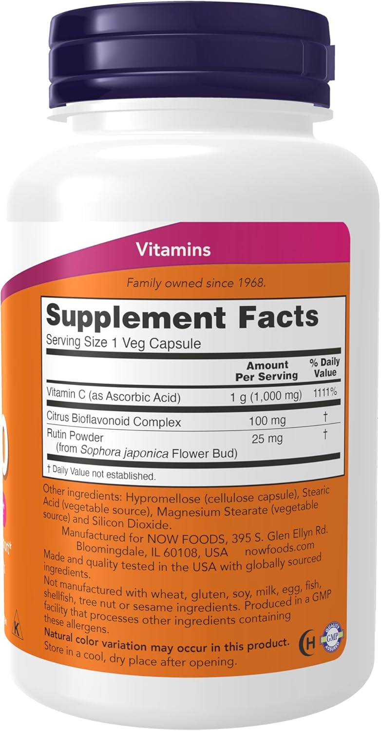 NOW Foods Vitamin C-1,000 with Bioflavonoids - Antioxidant Support, 100 Veg Capsules