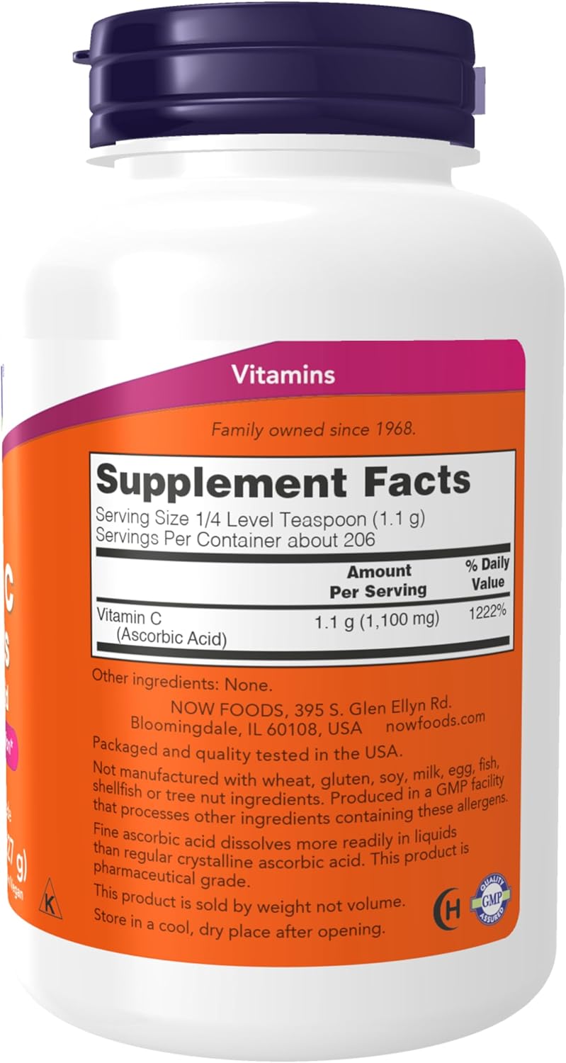 NOW Foods Vitamin C Crystals Powder - Antioxidant Protection - 8 oz Bottle