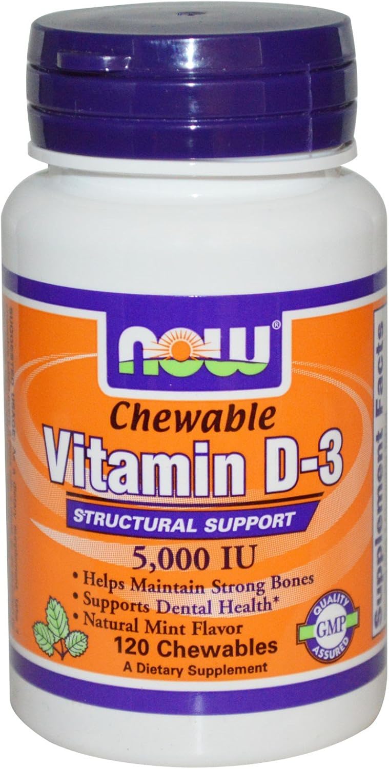 Now Foods Vitamin D-3 5000 IU Chewables - Mint Flavor - 120 Count