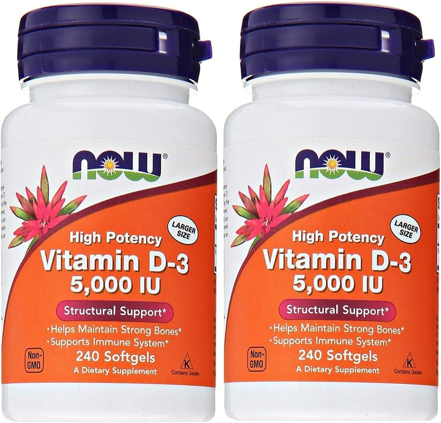 Now Foods Vitamin D3 5,000 IU Softgels - 2 Pack, 480 Count