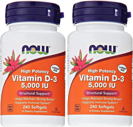 Now Foods Vitamin D3 5,000 IU Softgels - 2 Pack, 480 Count