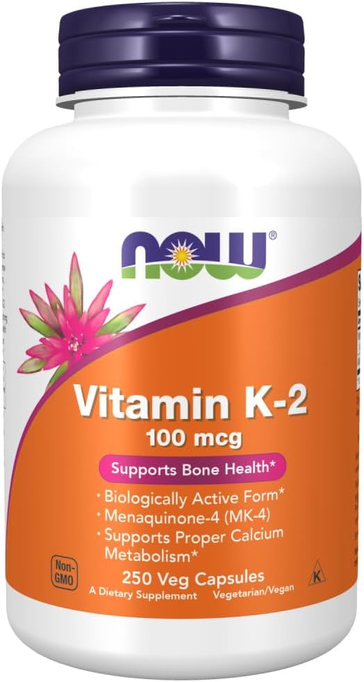 NOW Foods Vitamin K-2 Supplement, 250 Vegetarian Capsules for Bone and Heart Health