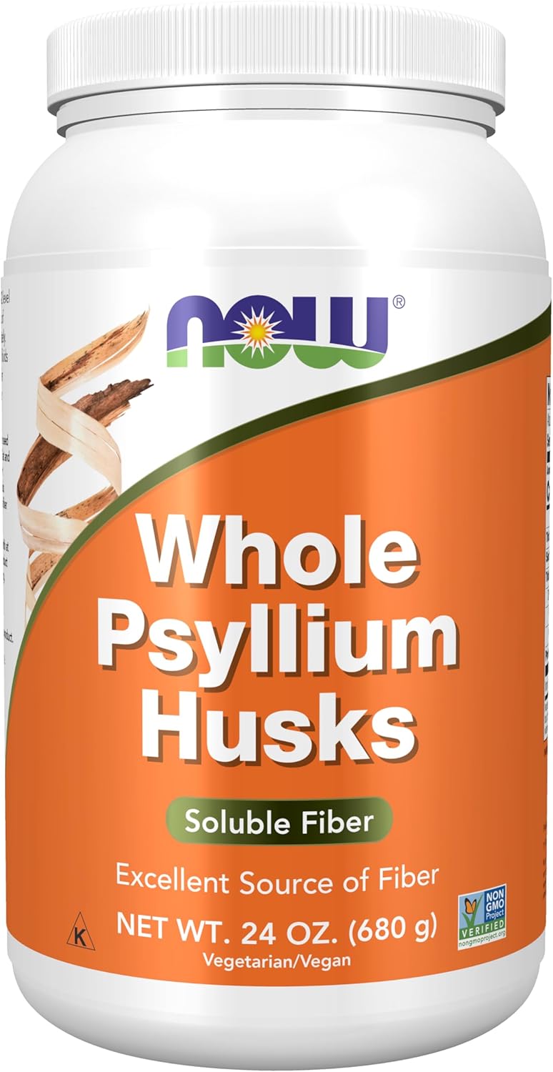 NOW Foods Whole Psyllium Husks Supplements, 24-Ounce - Non-GMO Soluble Fiber