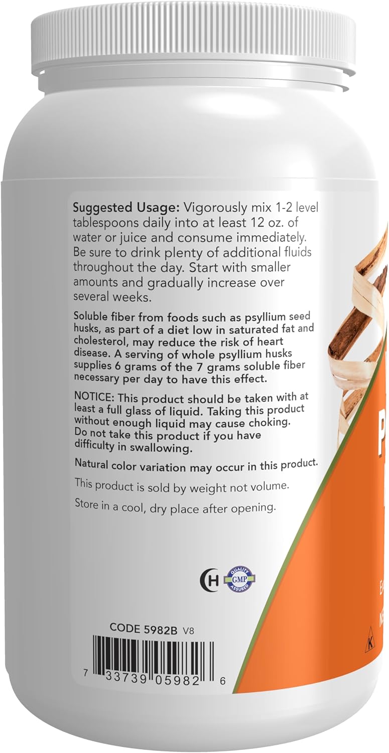 NOW Foods Whole Psyllium Husks Supplements, 24-Ounce - Non-GMO Soluble Fiber