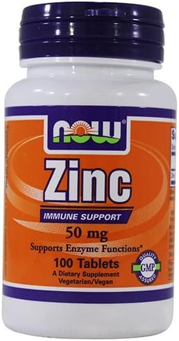 NOW Foods Zinc 50 mg - 100 Tablets Dietary Supplement