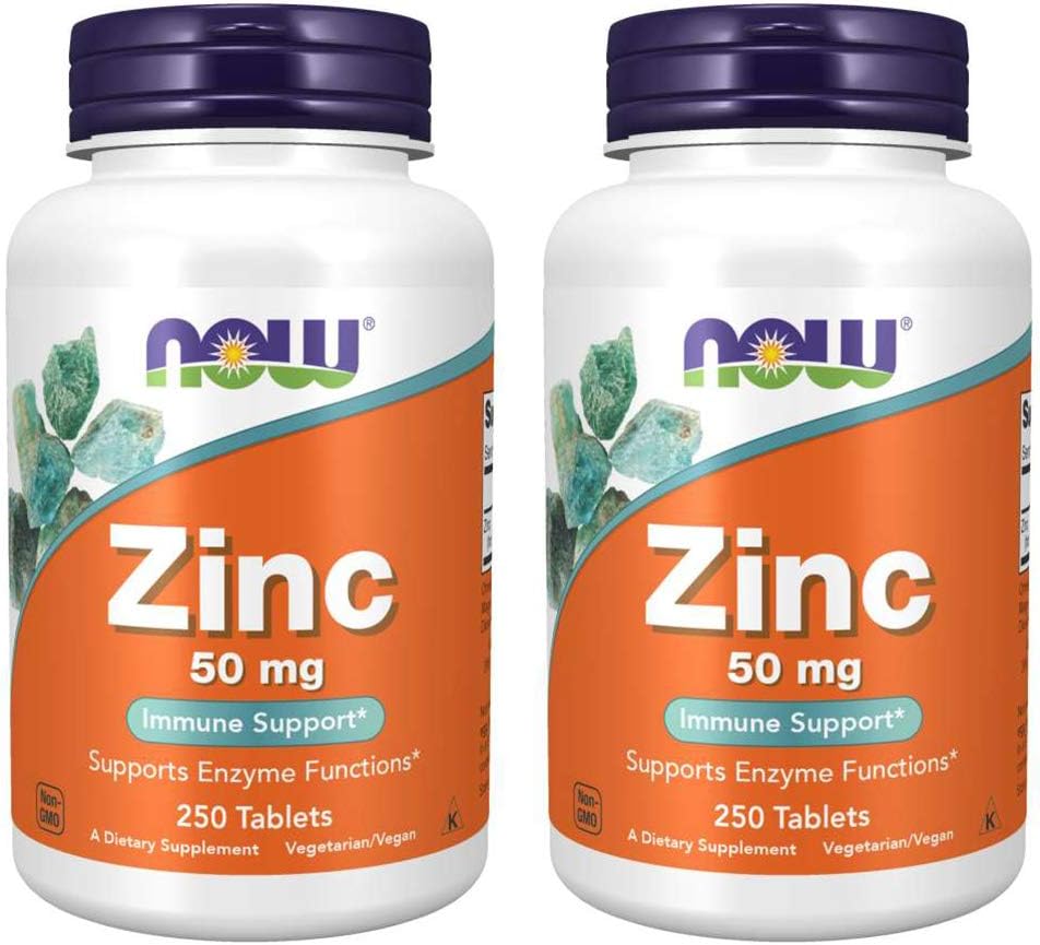 Now Foods Zinc 50mg 2 Pack - 250 Count x 2 - Immune Support Supplement