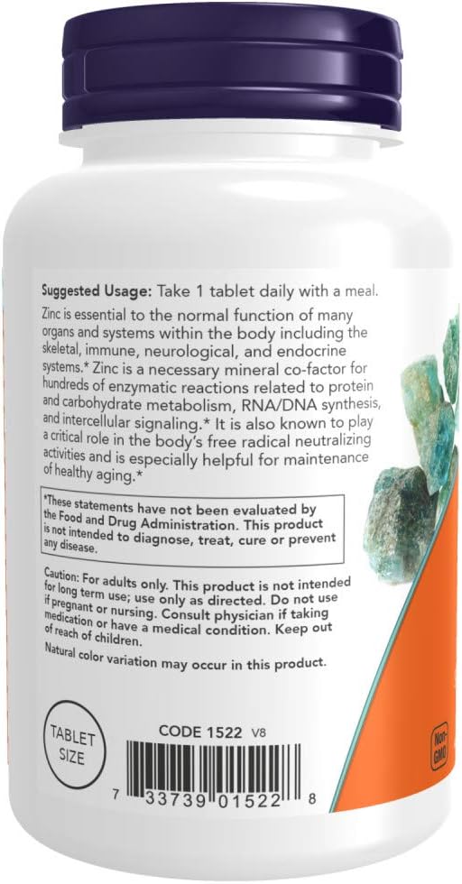 Now Foods Zinc 50mg 2 Pack - 250 Count x 2 - Immune Support Supplement