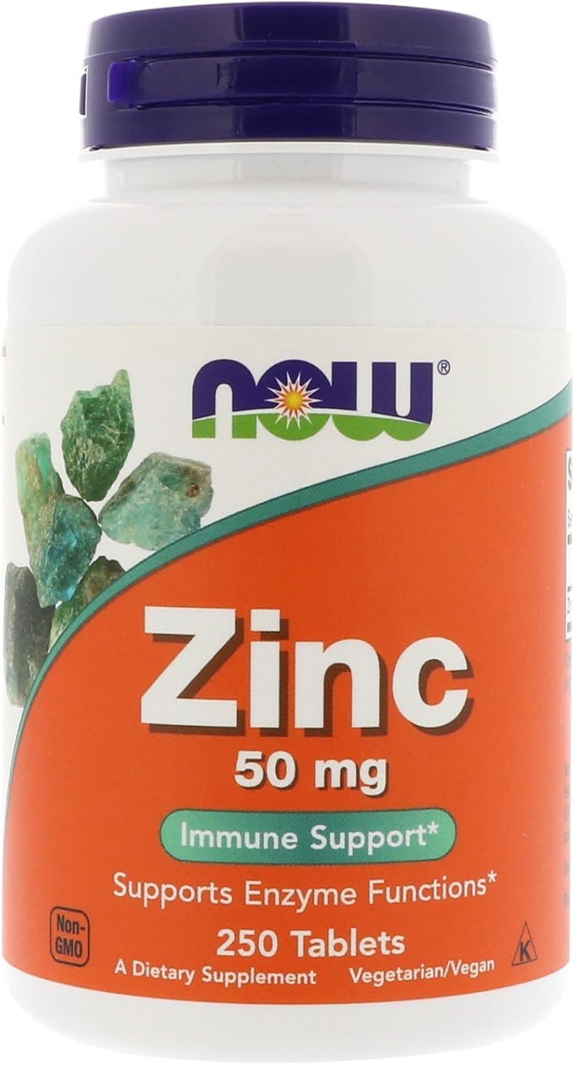 Now Foods Zinc 50mg 2 Pack - 250 Count x 2 - Immune Support Supplement
