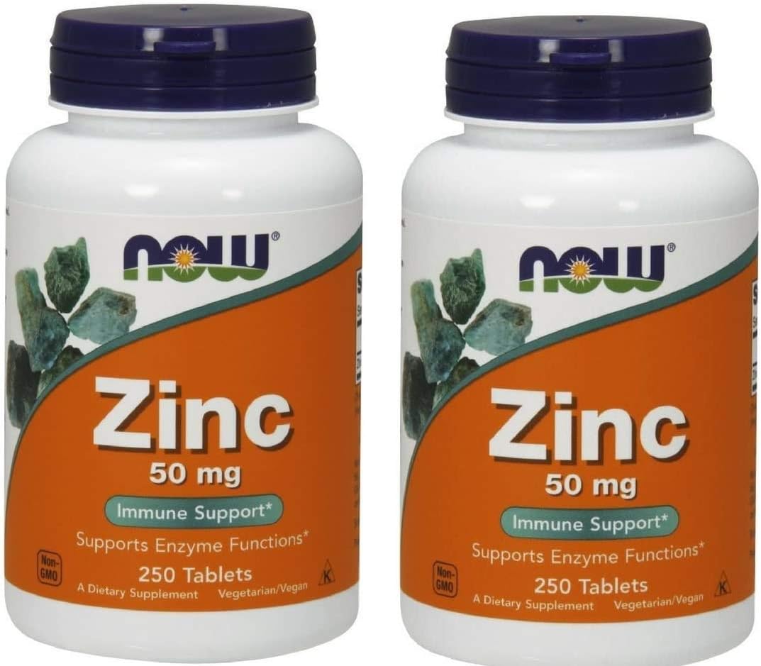 NOW Foods Zinc Gluconate 50 mg Tablets - 250 Count x 2-Pack