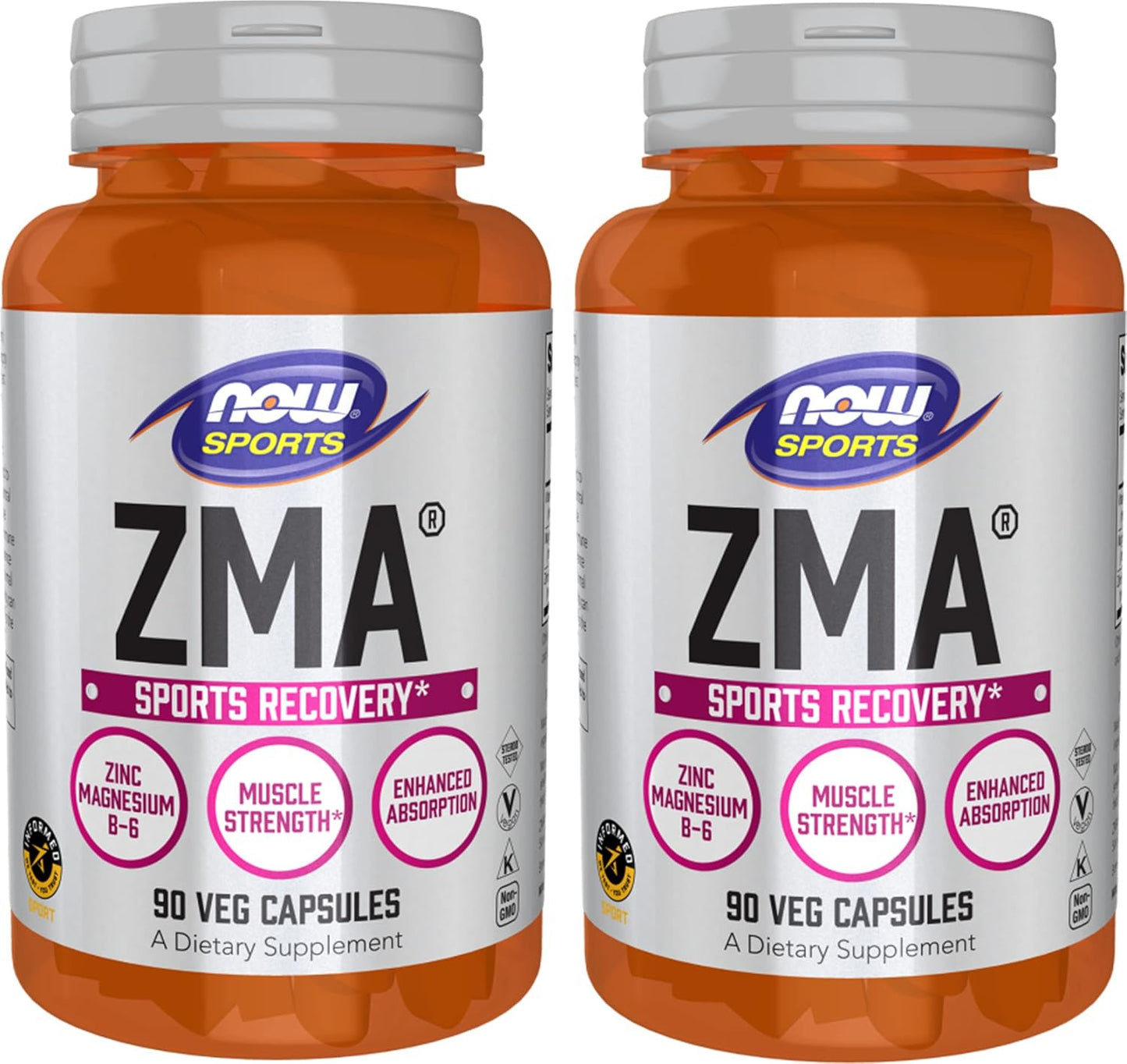 Now Foods ZMA 90 Capsules - Pack of 2 for Sleep Support and Muscle Recovery