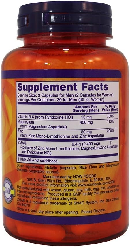 Now Foods ZMA Sports Recovery Capsules - Pack of 180 for Enhanced Muscle Recovery and Performance