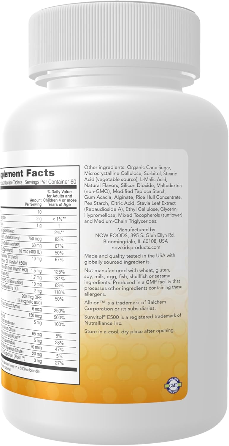 NOW Kids Grape Flavored Multivitamin Chewable Tablets - 120 Count