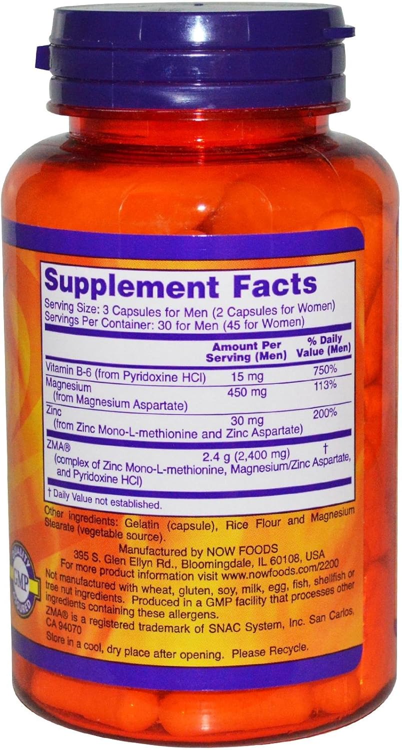 NOW Sports ZMA Supplement, 90 Capsules - Sleep Support & Muscle Recovery