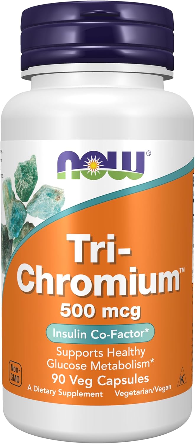 NOW Supplements Tri-Chromium 500 mcg with Cinnamon - Insulin Support - 90 Veg Capsules