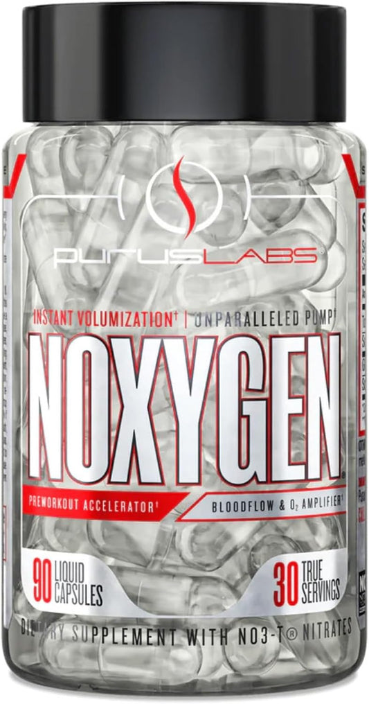 NOXygen Liquid Capsules: Nitric Oxide Pre-Workout Accelerator - Blood Flow & Oxygen Amplifier (90 Capsules)