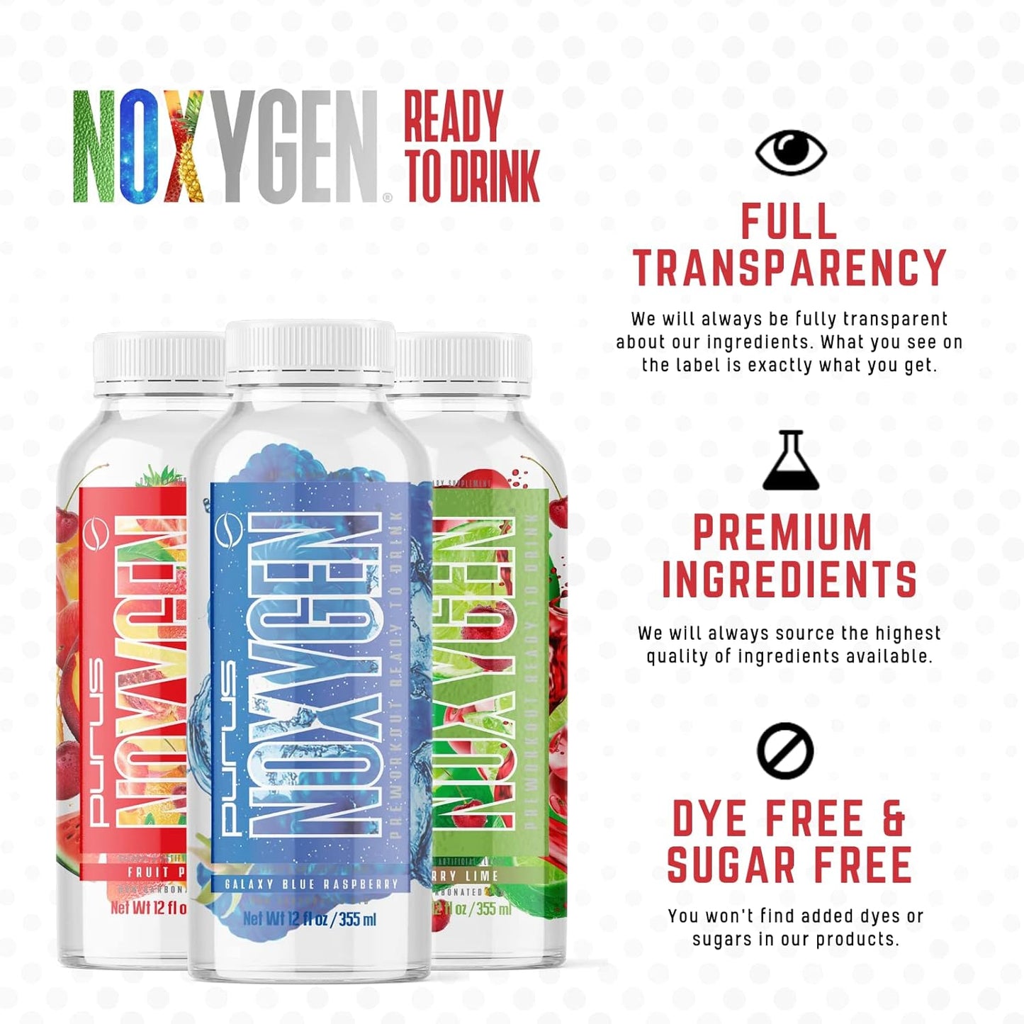 NOXygen Ready To Drink Pre-Workout - Cherry Lime Flavor, 12 Pack - Energy, Pump, & Performance with 6g Citrulline & 0 Sugars