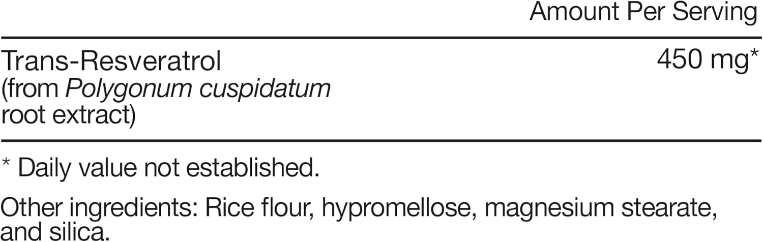 NSF Certified 450mg Trans-Resveratrol Supplement for Healthy Aging, Brain & Heart Support - GMO-Free & Gluten Free - 30 Servings