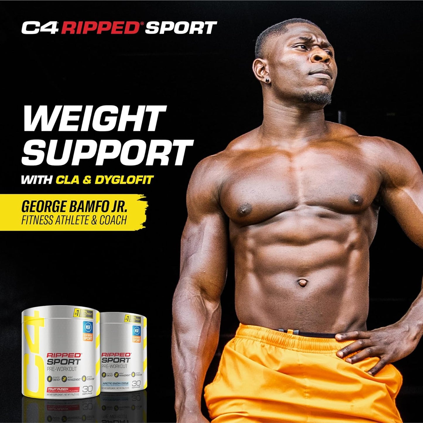NSF Certified Cellucor C4 Ripped Sport Pre Workout Powder Arctic Snow Cone - Sugar Free Energy Supplement for Men & Women - 135mg Caffeine + Weight Loss - 30 Servings