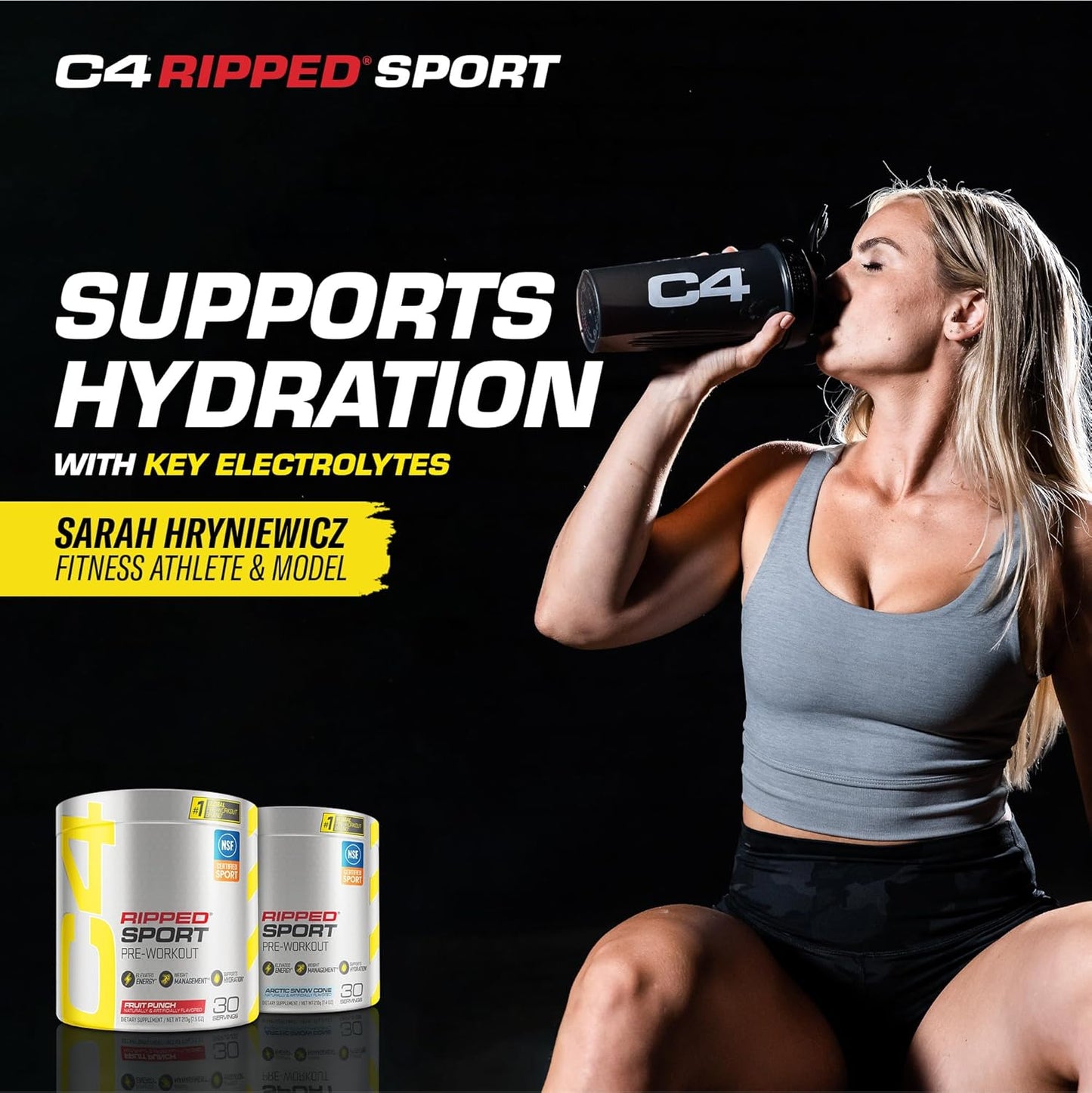 NSF Certified Cellucor C4 Ripped Sport Pre Workout Powder - Sugar Free Energy Supplement for Men & Women, 135mg Caffeine, Weight Loss - Fruit Punch, 30 Servings
