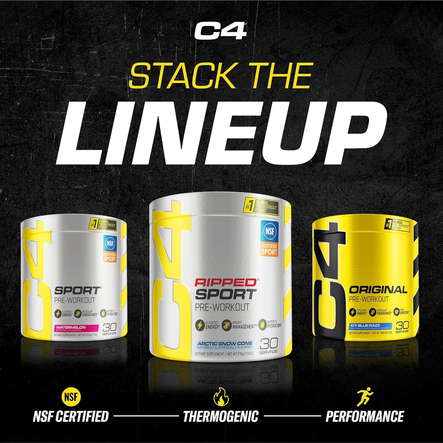 NSF Certified Cellucor C4 Ripped Sport Pre Workout Powder Arctic Snow Cone - Sugar Free Energy Supplement for Men & Women - 135mg Caffeine + Weight Loss - 30 Servings