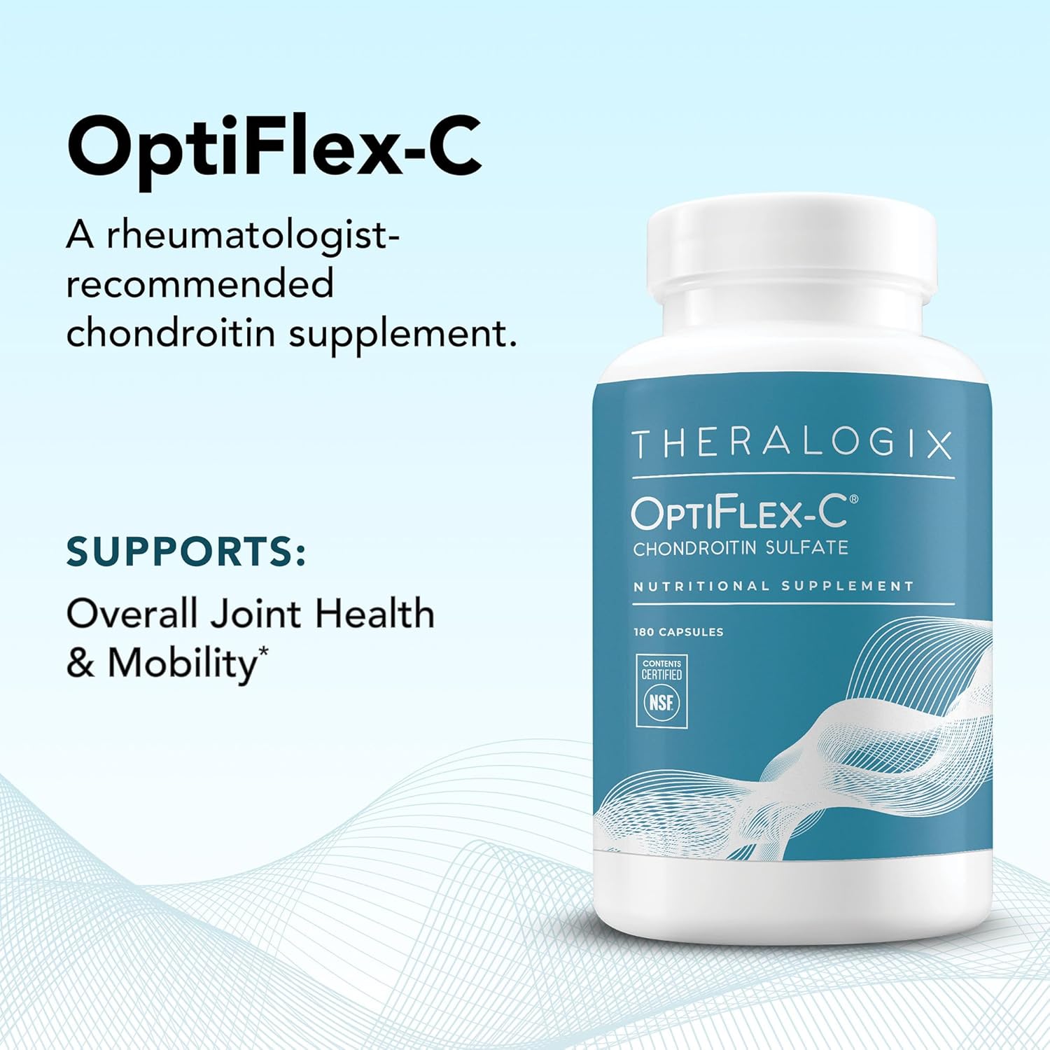 NSF Certified OptiFlex-C Chondroitin Capsules - 90-Day Supply - Joint Support for Women & Men - Promotes Healthy Joint Function and Mobility - 180 Capsules