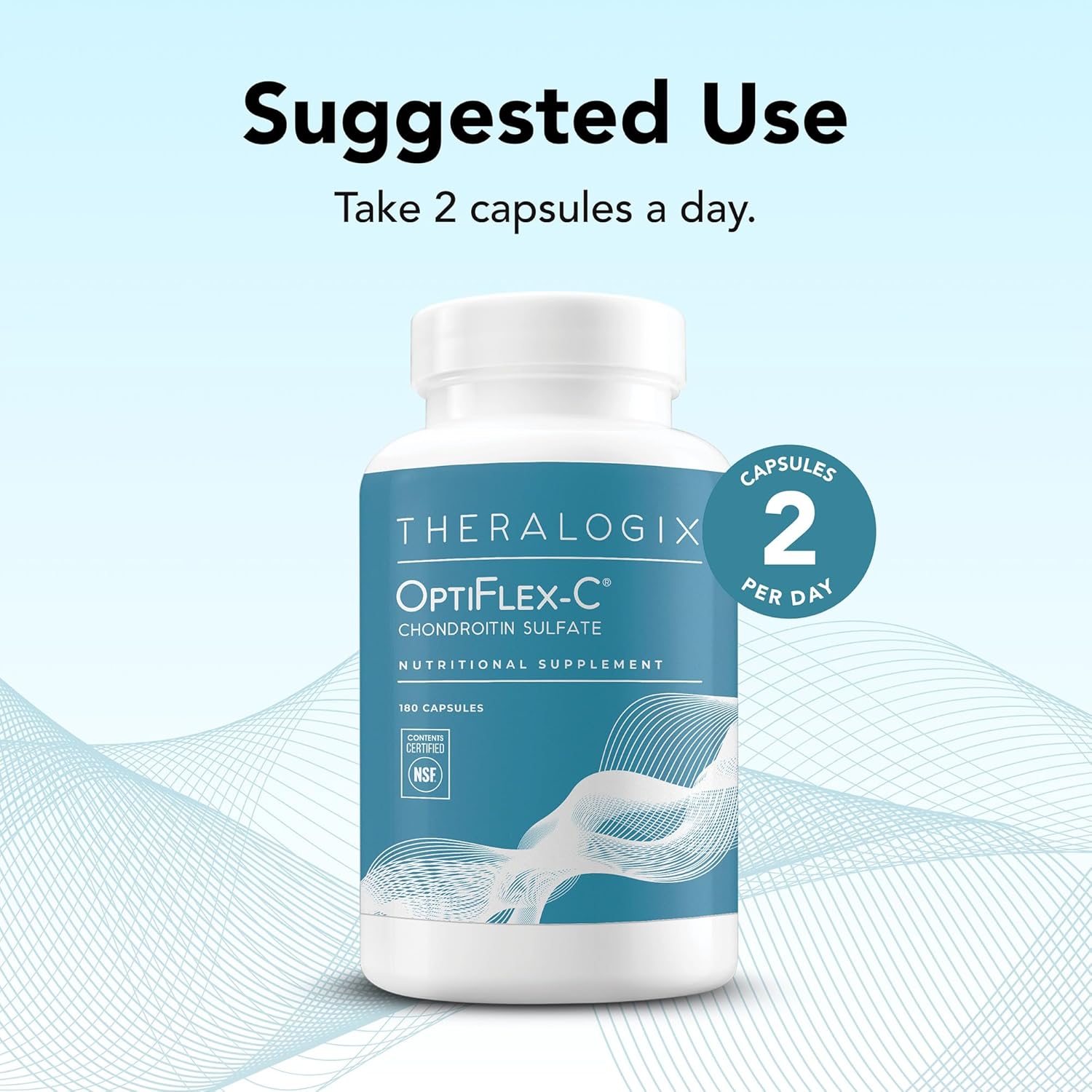 NSF Certified OptiFlex-C Chondroitin Capsules - 90-Day Supply - Joint Support for Women & Men - Promotes Healthy Joint Function and Mobility - 180 Capsules