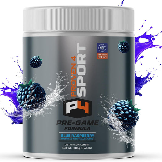 NSF Certified Pre Workout Powder for Men and Women with Creatine, Beta Alanine, and Caffeine - Blue Raspberry Energy Supplement - 30 Servings