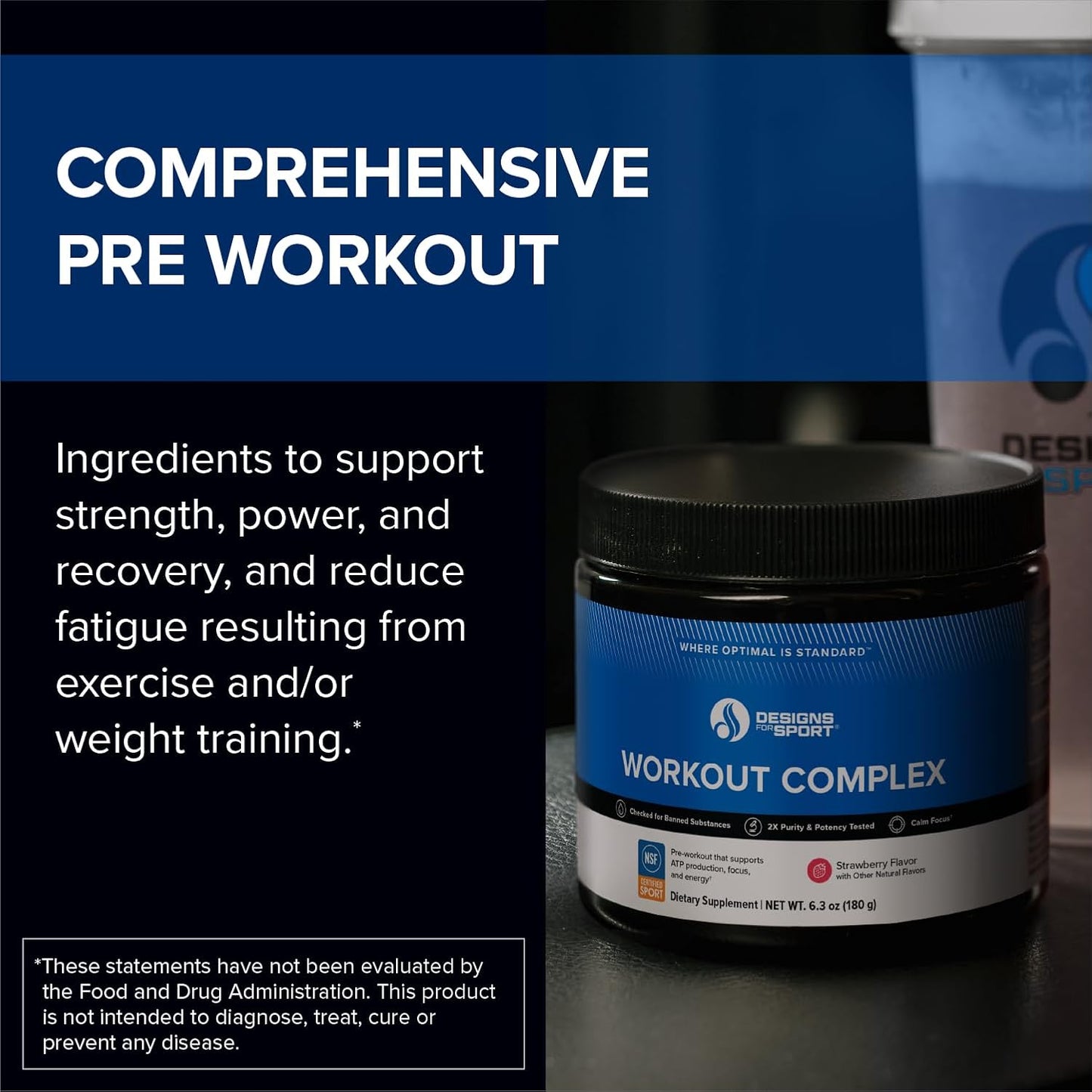 NSF Certified Pre Workout Powder for Sport Workouts - Energy & Recovery - L-Tyrosine, Acetyl L-Carnitine, Creatine, Caffeine - 6.3 oz