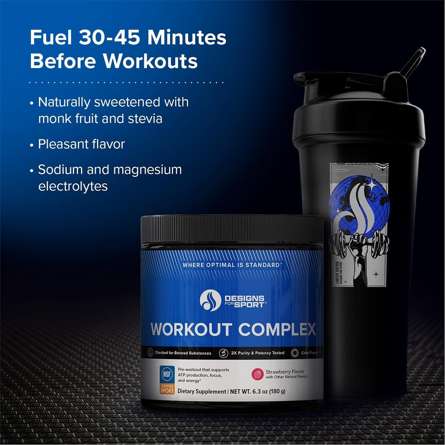 NSF Certified Pre Workout Powder for Sport Workouts - Energy & Recovery - L-Tyrosine, Acetyl L-Carnitine, Creatine, Caffeine - 6.3 oz