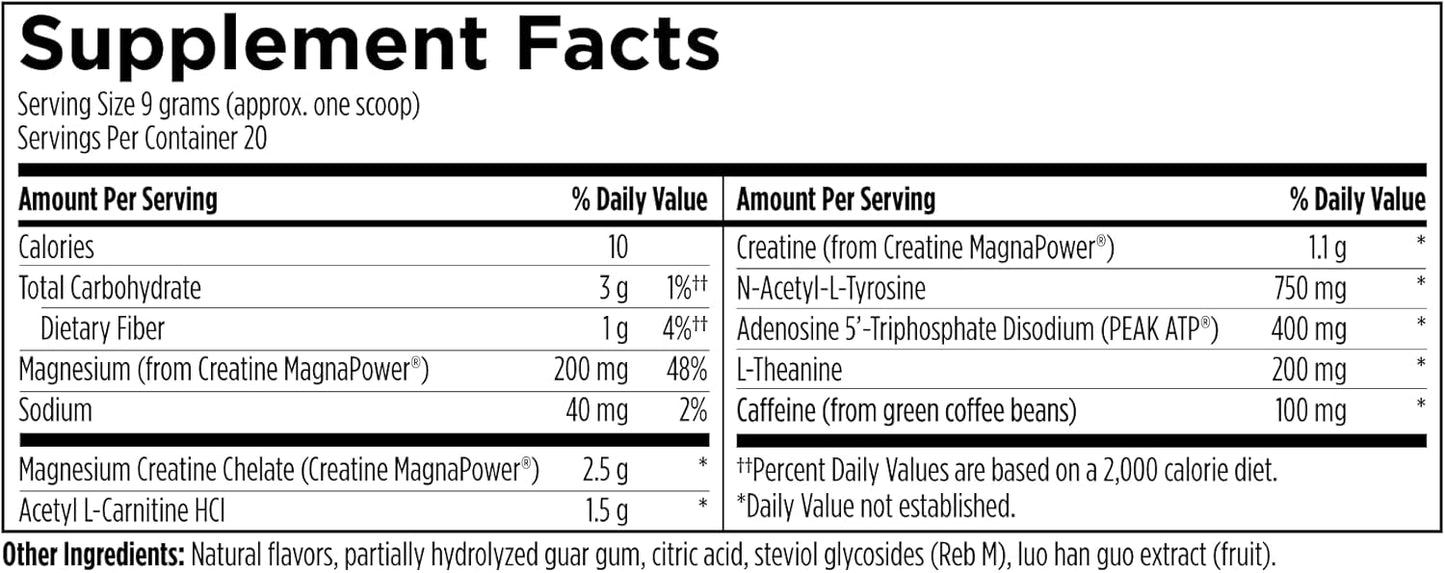 NSF Certified Pre Workout Powder for Sport Workouts - Energy & Recovery - L-Tyrosine, Acetyl L-Carnitine, Creatine, Caffeine - 6.3 oz