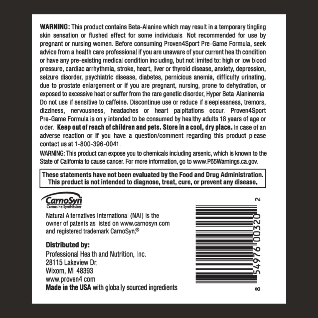 NSF Certified Proven4 Sport Pre Workout Powder with Creatine, Beta Alanine, and Caffeine - Fruit Punch Flavor - 30 Servings for Men and Women