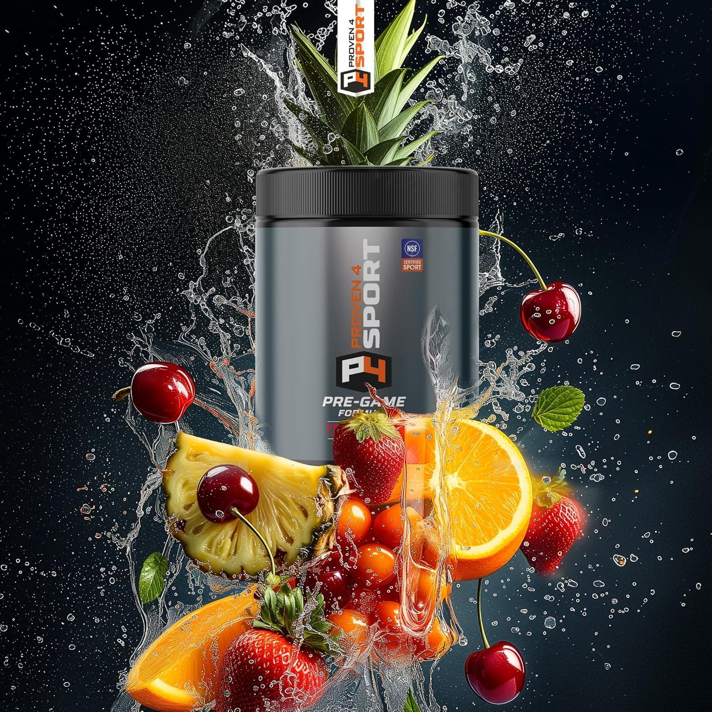 NSF Certified Proven4 Sport Pre Workout Powder with Creatine, Beta Alanine, and Caffeine - Fruit Punch Flavor - 30 Servings for Men and Women