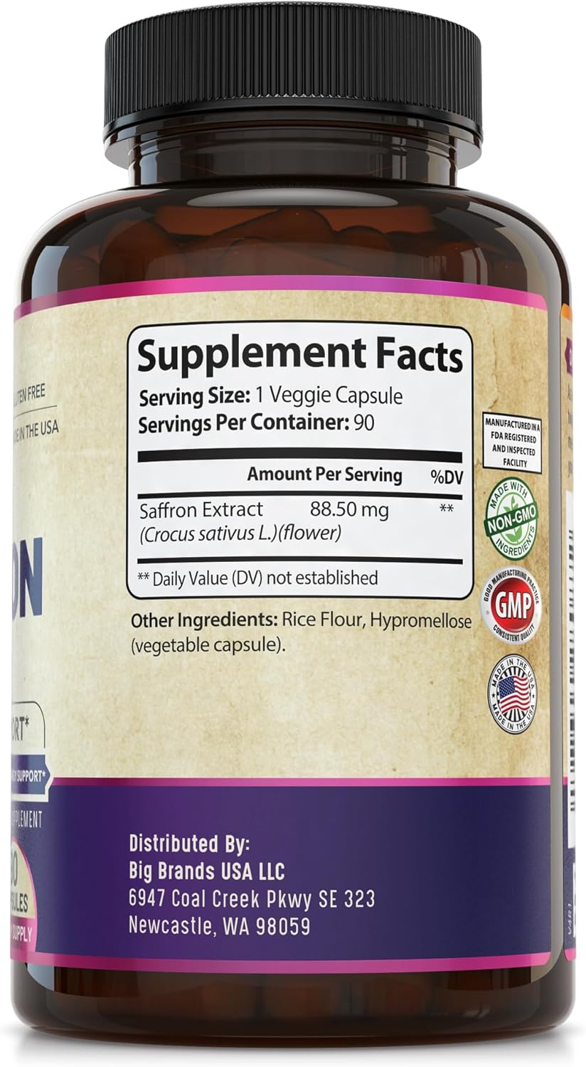 NSF Certified Pure Saffron Extract for Weight, Appetite, Mood & Memory Support - 45-Day Supply for Men & Women