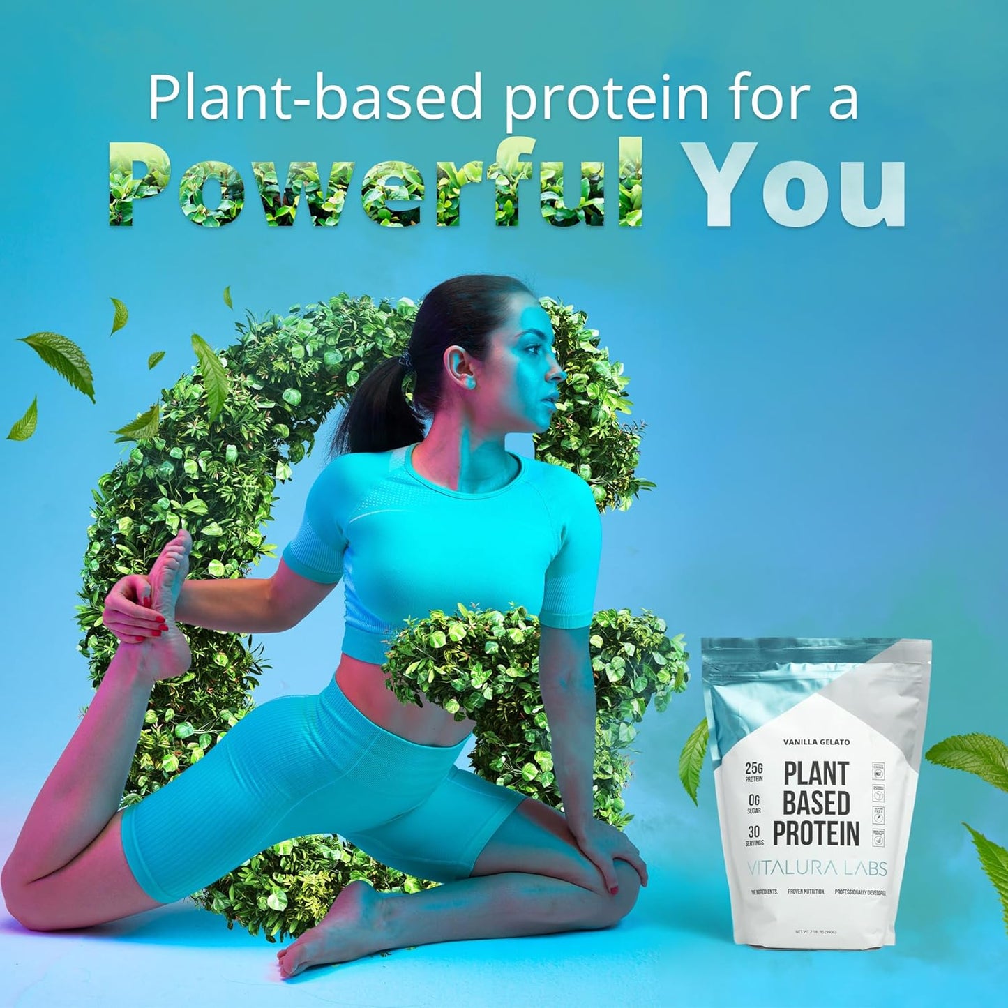 NSF Certified Vanilla Gelato Plant-Based Protein Powder - 25g Protein per Serving - Pea, Rice & Pumpkin Blend - 30 Servings