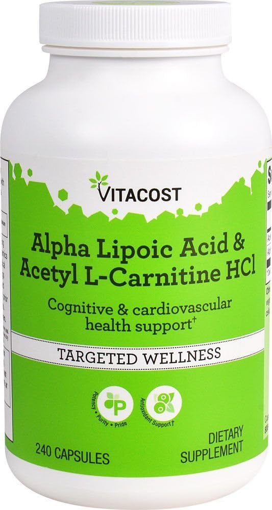 NSI Vitacost Alpha Lipoic Acid & Acetyl L-Carnitine HCl Supplement - 700mg, 240 Capsules