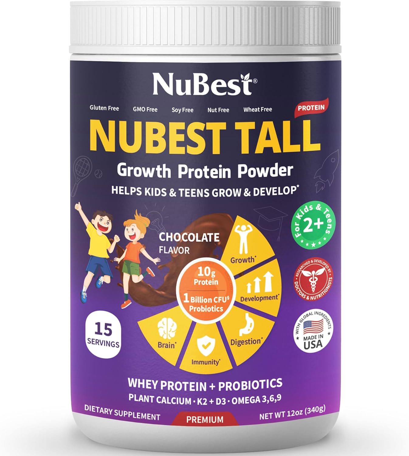 NuBest 3X Height Growth Kit Chocolate Protein Powder for Kids - Promotes Height Growth, Bone Strength, Immunity, Digestion