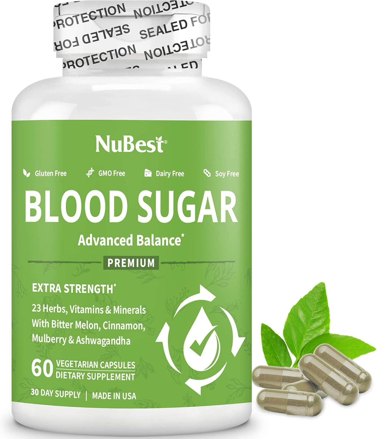 NuBest BS Support - Enhanced Blend with Bitter Melon, Ashwagandha, Cinnamon, Chromium, Magnesium, Vitamins, Alpha Lipoic Acid, Cayenne Pepper - Pack of 3