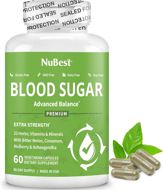 NuBest BS Support - Enhanced Blend with Bitter Melon, Ashwagandha, Cinnamon, Chromium, Magnesium, Vitamins, Alpha Lipoic Acid, Cayenne Pepper - Pack of 3