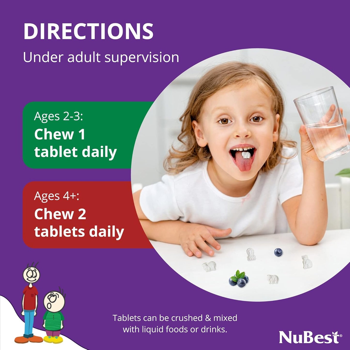 NuBest Tall Kids Vitamins for Age 2-9 - 90 Chewable Berry Tablets - Supports Bone Strength and Immunity - Animal Shapes - Pack of 3