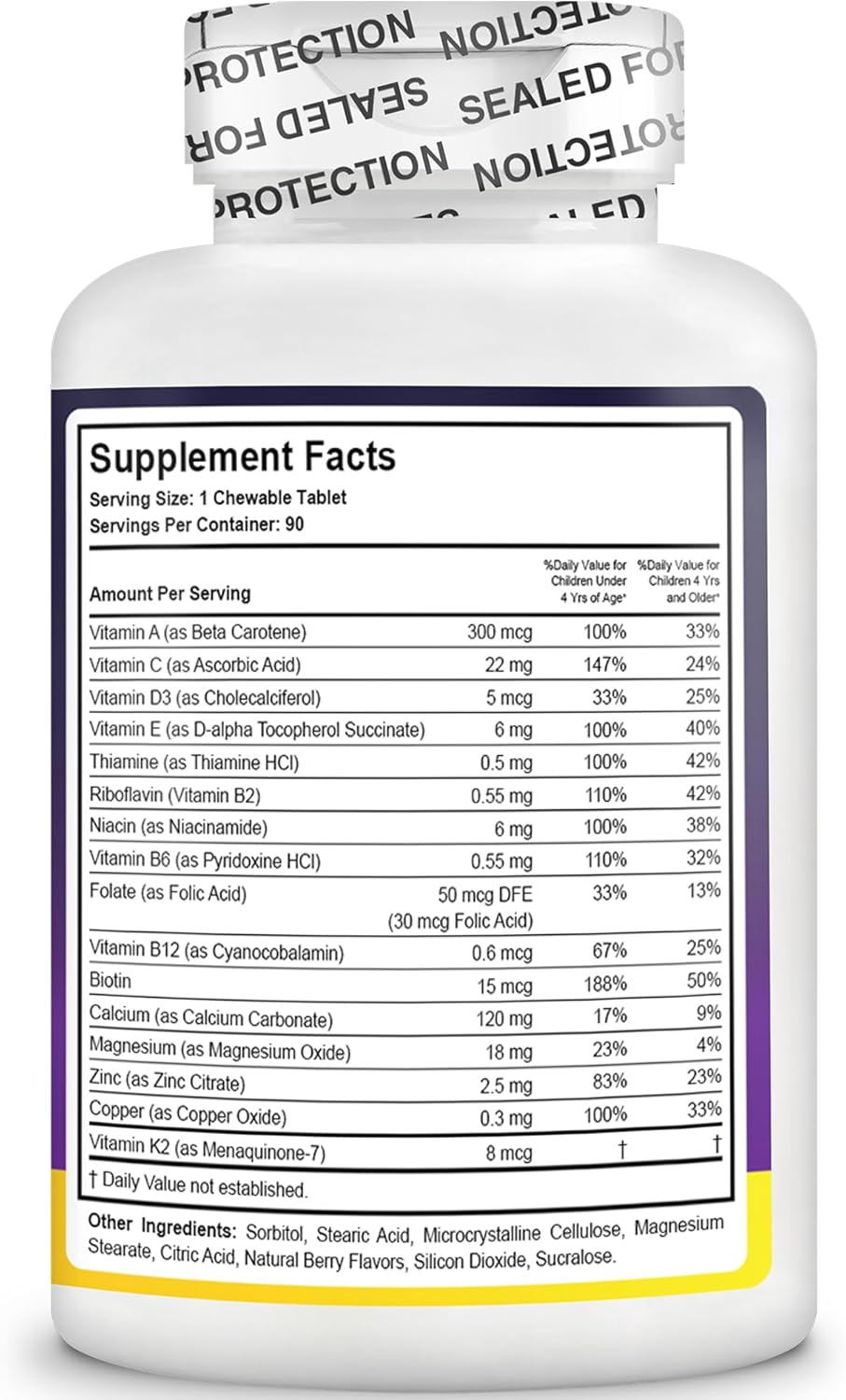 NuBest Tall Kids Vitamins for Age 2-9 - 90 Chewable Berry Tablets - Supports Bone Strength and Immunity - Animal Shapes - Pack of 3