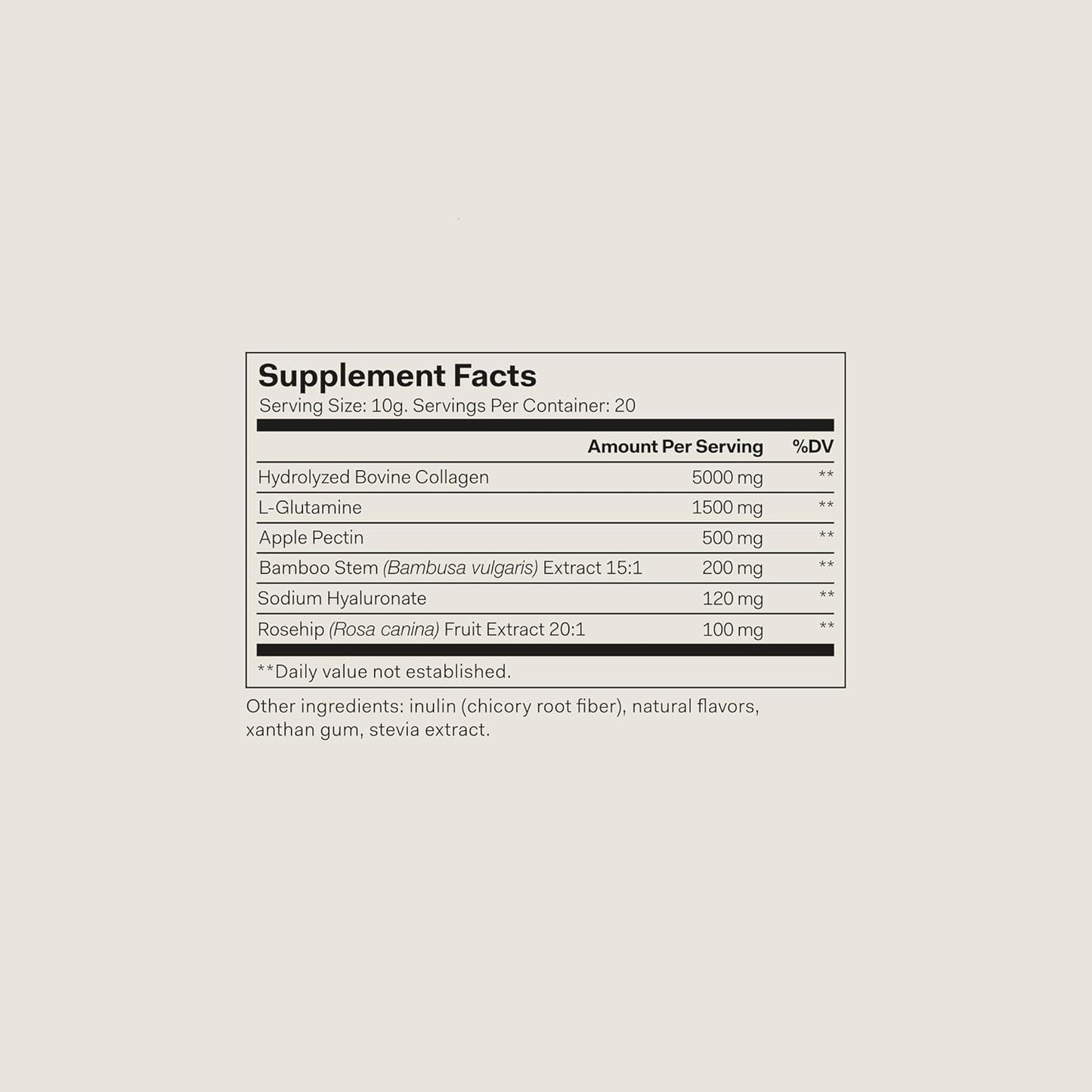 Nue Co. Collagen Gut Barrier+ Supplement with Hyaluronic Acid & Prebiotic for Skin Health - 200g