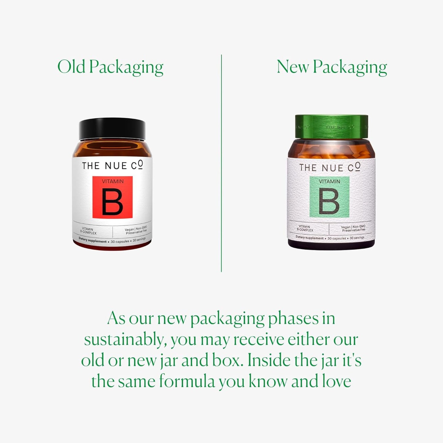 Nue Co. Vegan Vitamin B Supplement for Energy, Skin, and Hair - Gluten Free - 30 Capsules