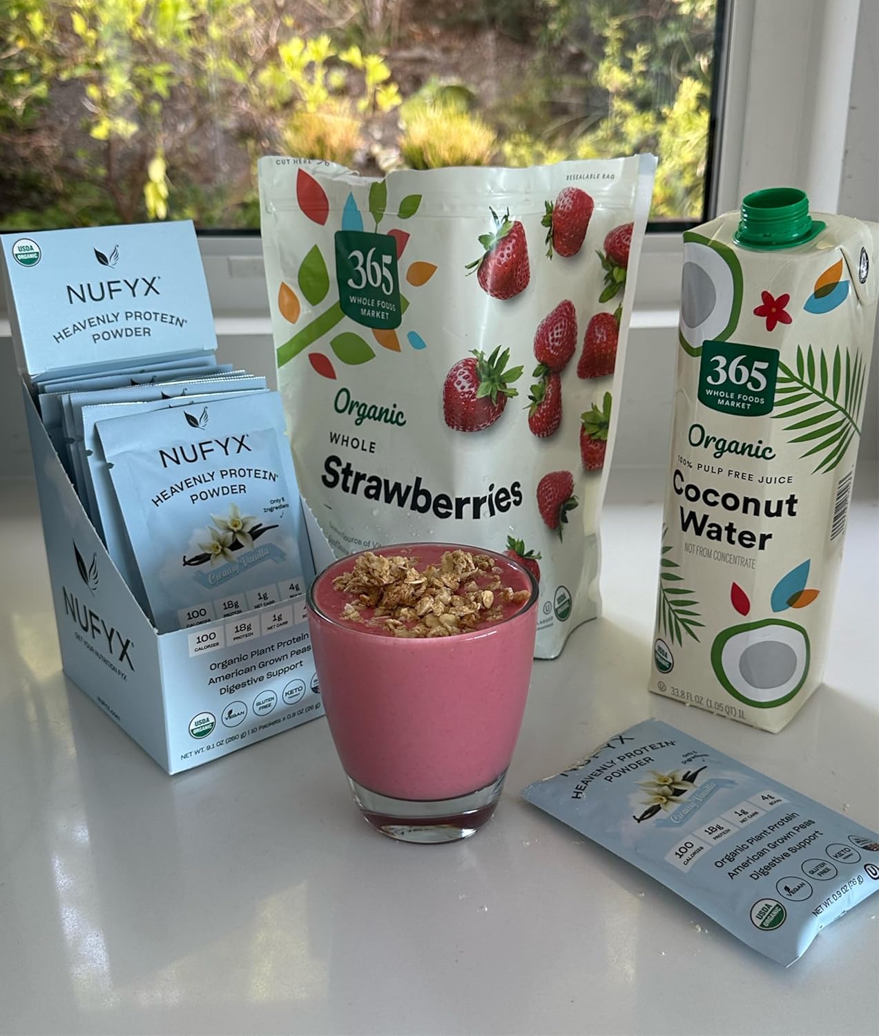 NUFYX® Heavenly Protein® Powder - Creamy Vanilla Flavor - Box of 10 Packets - Vegan, Gluten-Free, Low Carb - Made with 100% Organic American Grown Peas