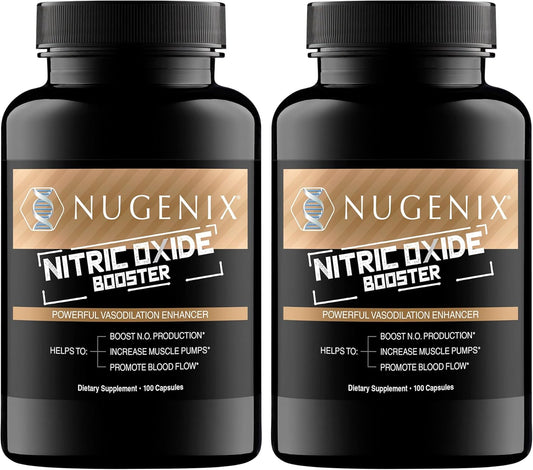 Nugenix Nitric Oxide Booster Supplement - Enhanced Blood Flow Formula with L-Arginine, L-Citrulline, and Pine Bark Extract - 200 Capsules