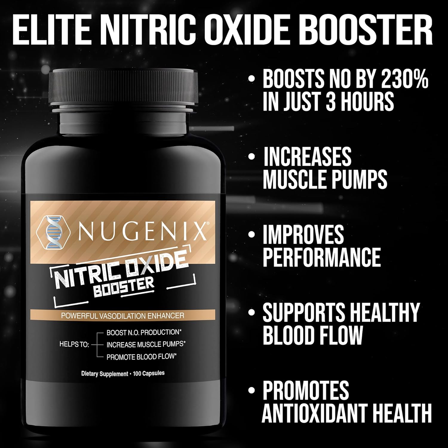 Nugenix Nitric Oxide Booster Supplement - Enhanced Blood Flow Formula with L-Arginine, L-Citrulline, and Pine Bark Extract - 200 Capsules