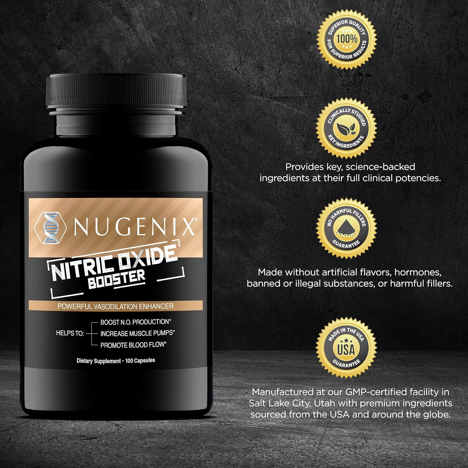 Nugenix Nitric Oxide Booster Supplement - Enhanced Blood Flow Formula with L-Arginine, L-Citrulline, and Pine Bark Extract - 200 Capsules