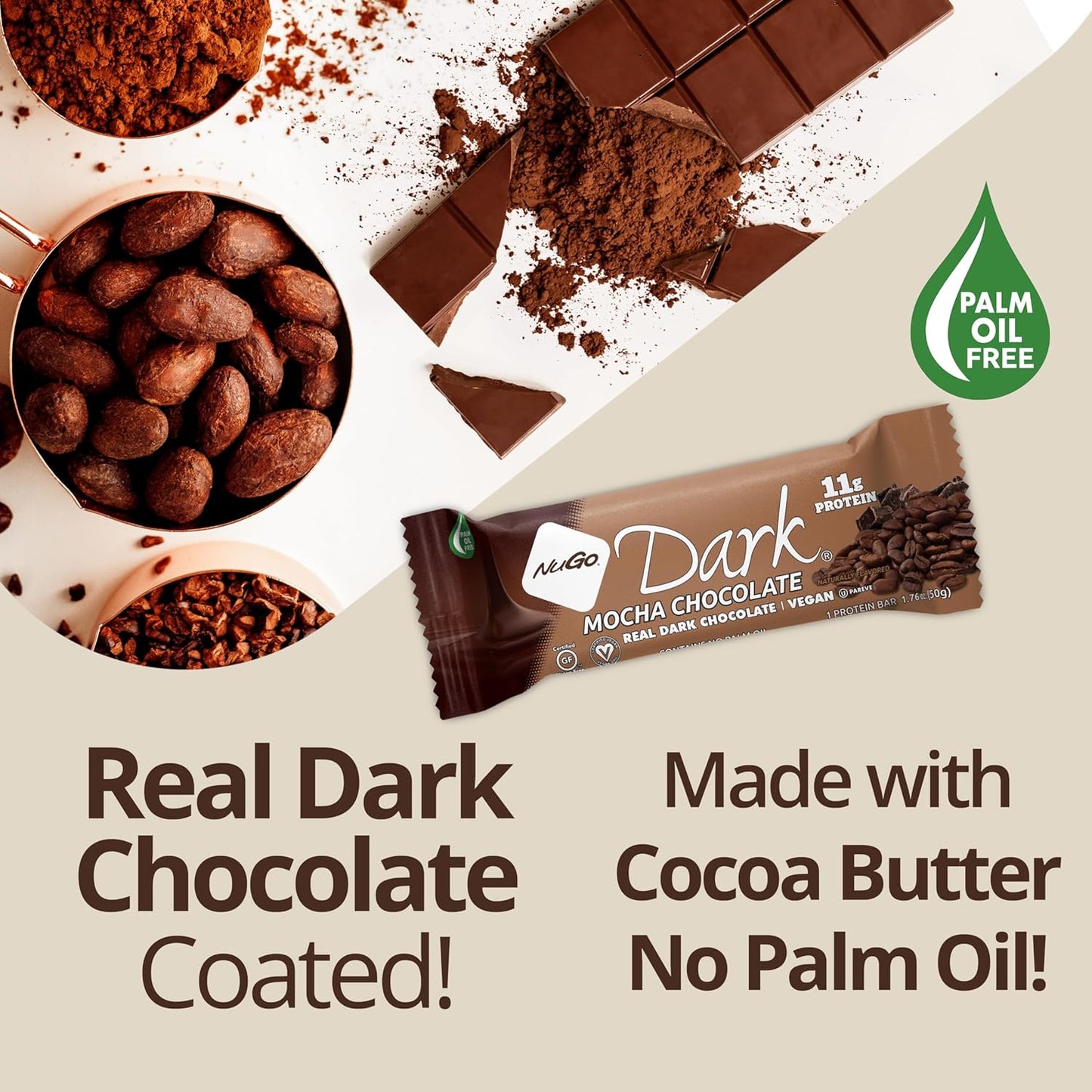 NuGo Dark Variety Pack - Chocolate Pretzel & Chocolate Chocolate Chip Bars, 12g Protein, Vegan, Gluten Free, Non-GMO, Kosher Pareve - 24 Bars