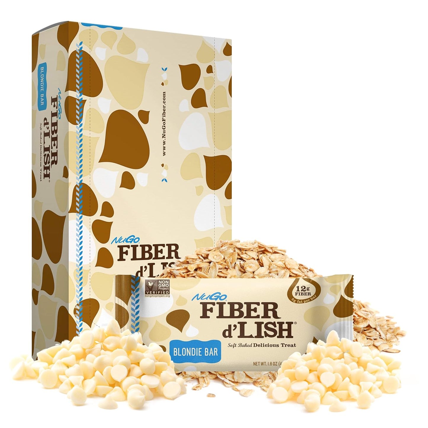 NuGo Fiber d'Lish Blondie and Blueberry Cobbler Bars Bundle - 32 Count, 12g Fiber, 150-160 Calories