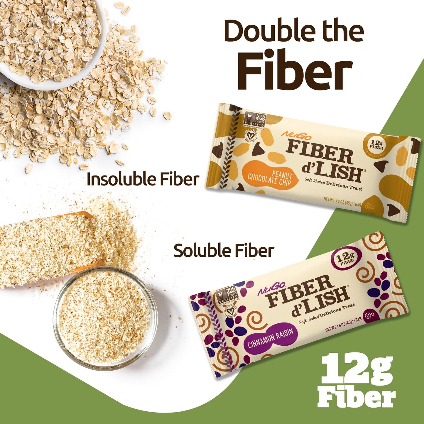 NuGo Fiber d'Lish Blondie and Blueberry Cobbler Bars Bundle - 32 Count, 12g Fiber, 150-160 Calories
