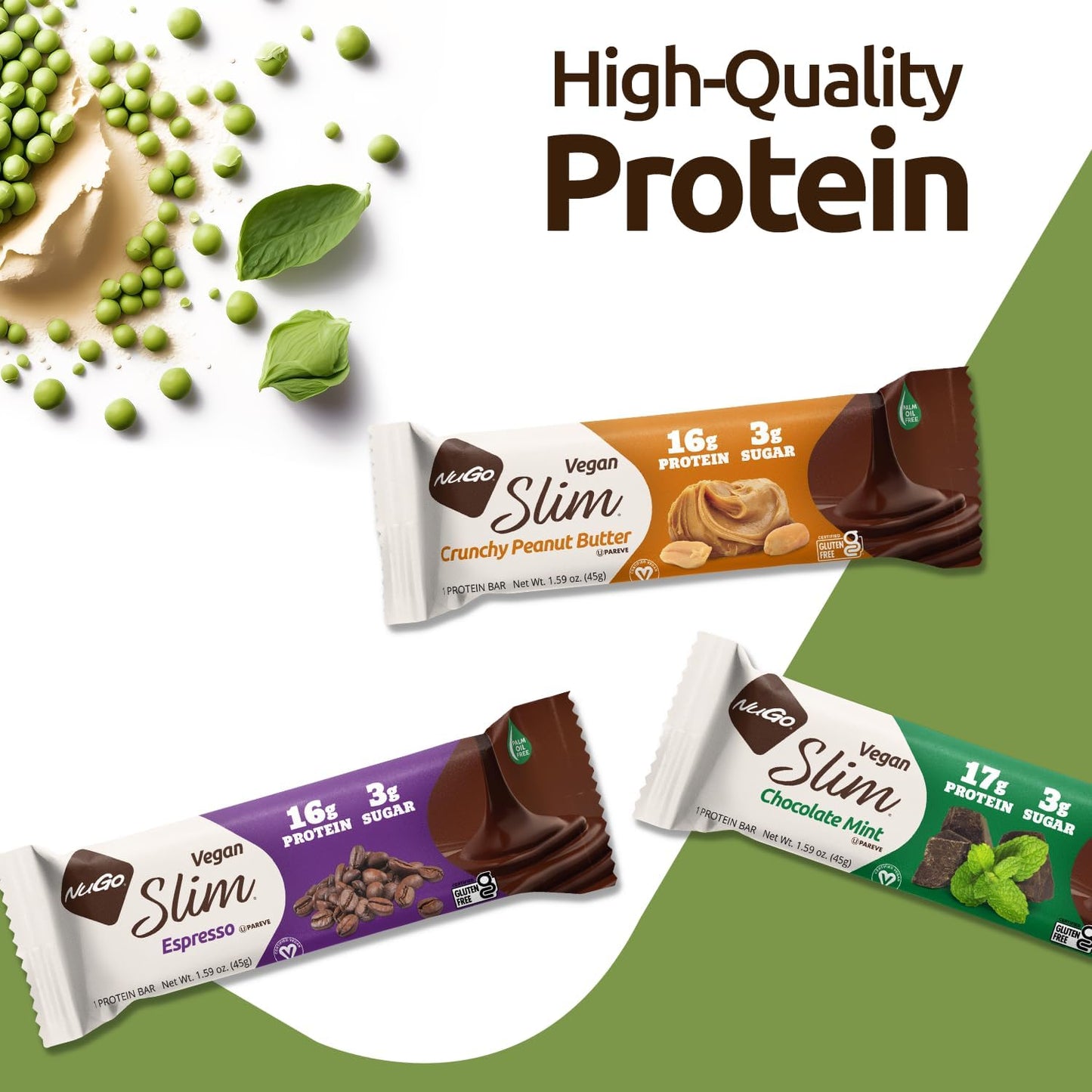 NuGo Slim Dark Chocolate Roasted Peanut Bars - High Protein, Low Sugar, Keto Friendly, 12 Pack